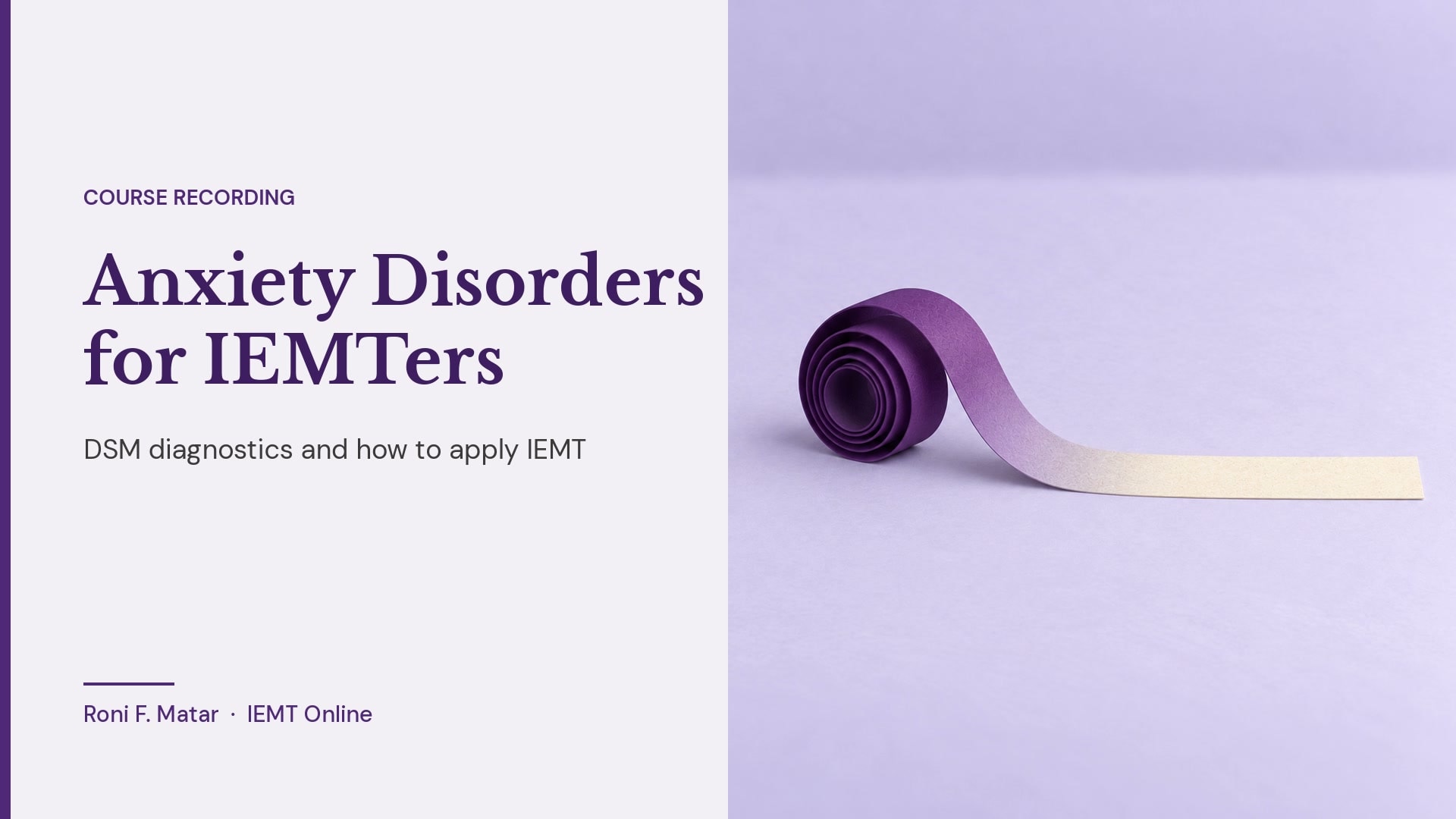 Anxiety Disorders for IEMTers